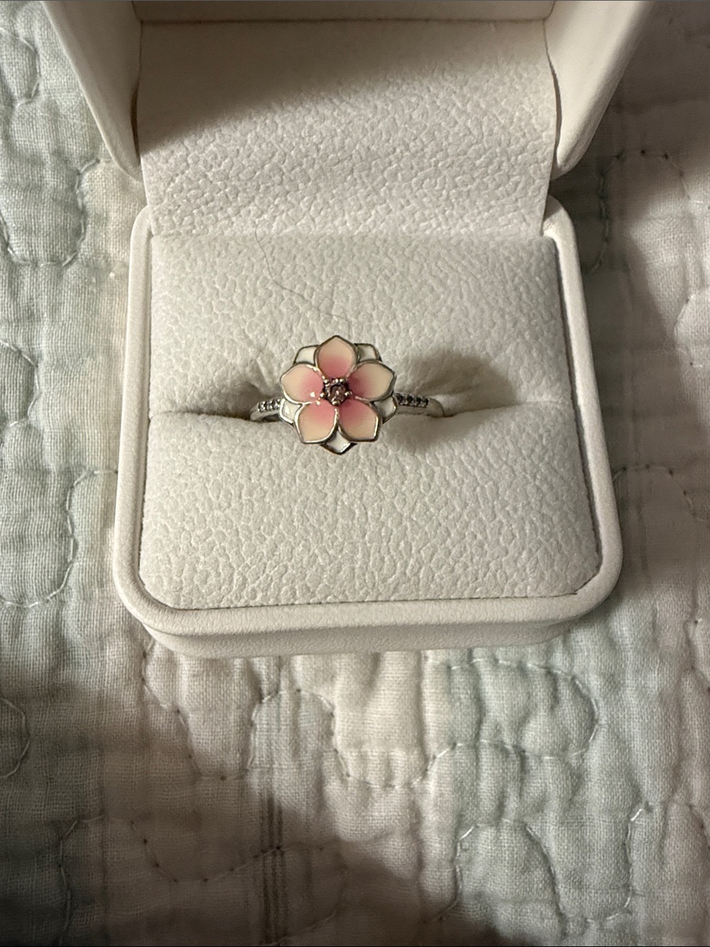 Pink Enamel Flower Ring - Women Jewelry